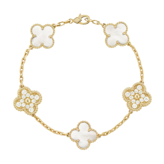 Braccialetto Charm Gem | Oro/Bianco