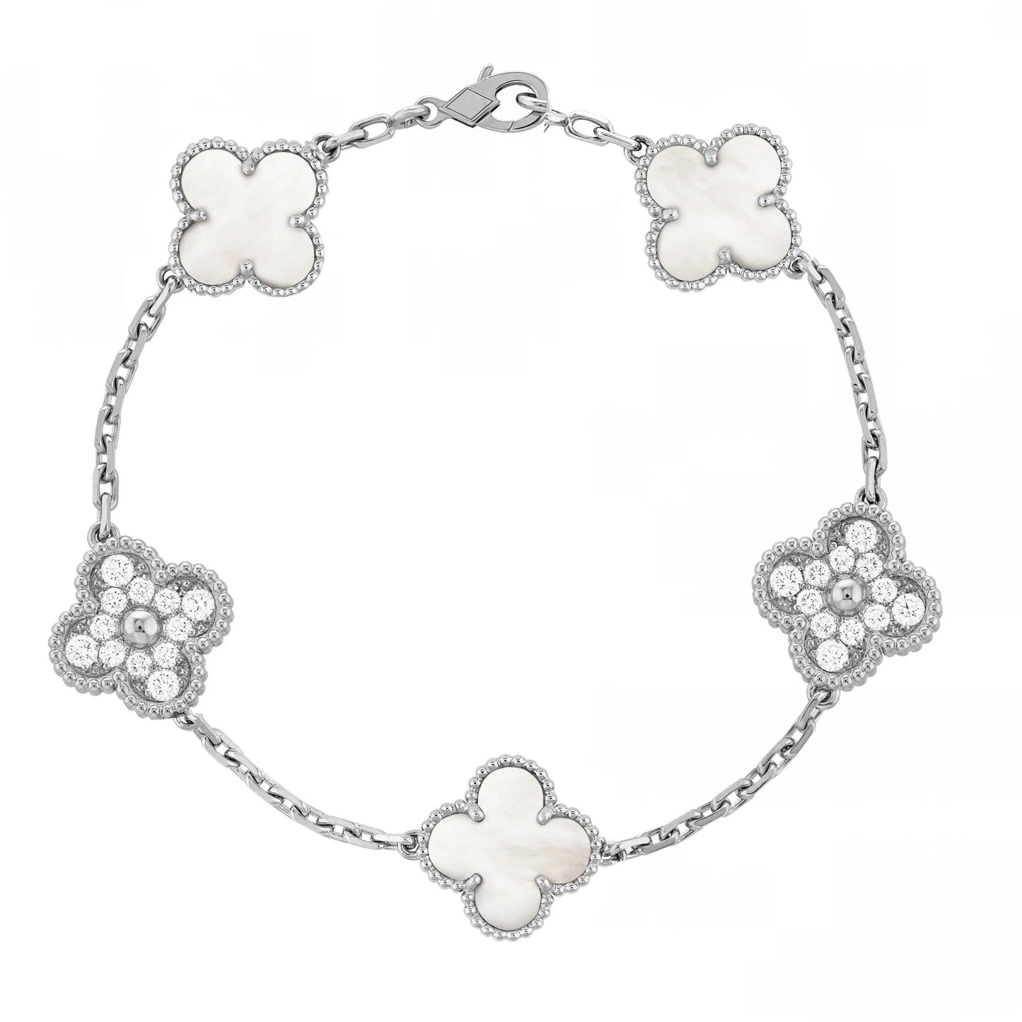 Charm Gem Bracelet | Silver/White