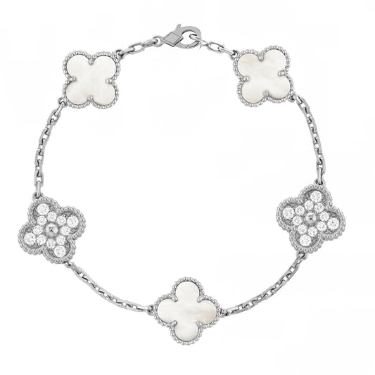 Braccialetto Charm Gem | Argento/Bianco