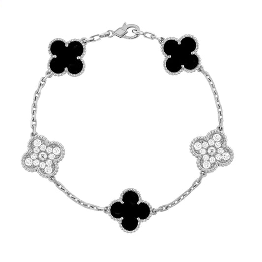 Bracciale con ciondoli | Argento/Nero