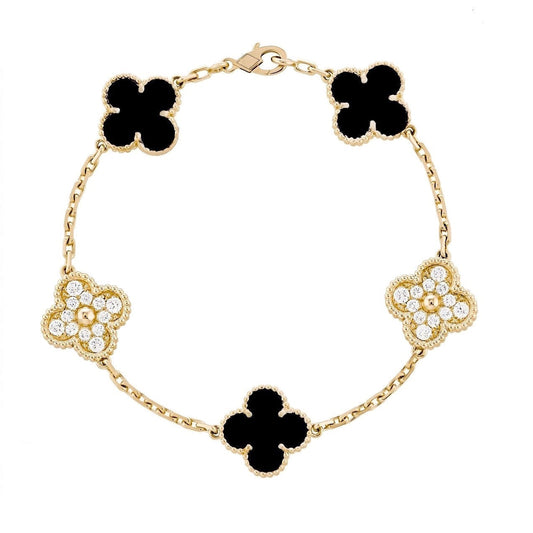 Charm Gem Bracelet | Gold/Black