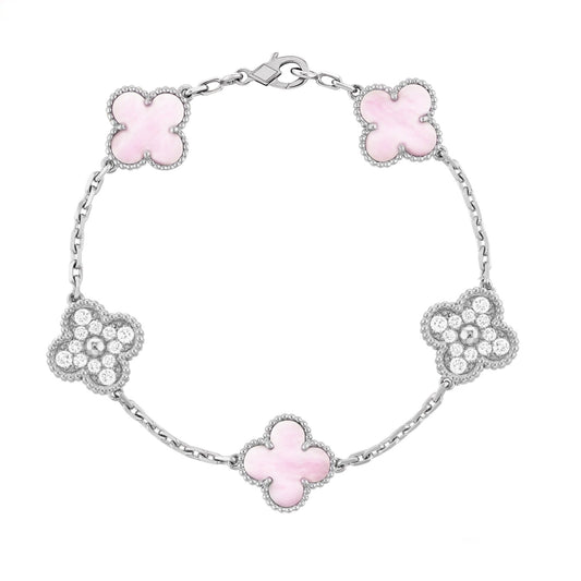 Charm Gem Bracelet | Silver/Pink