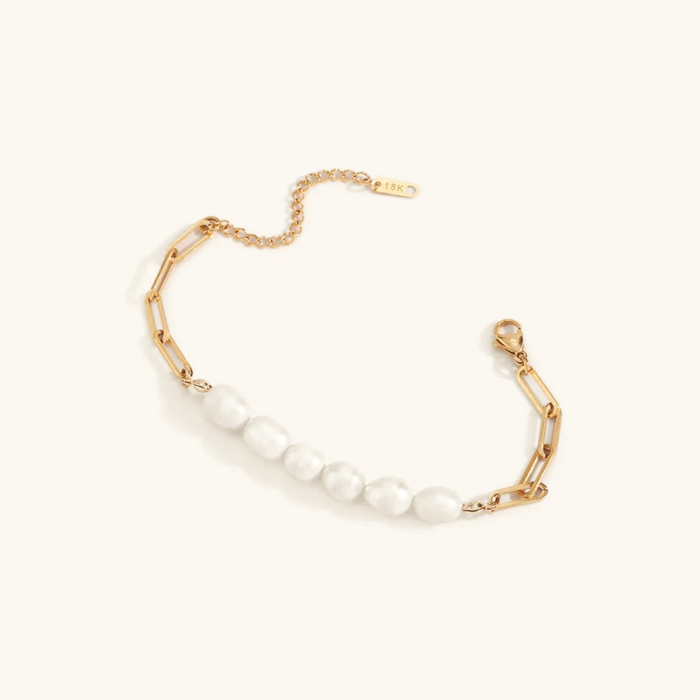 Mary Paperclip Chain Pearl Bracelet