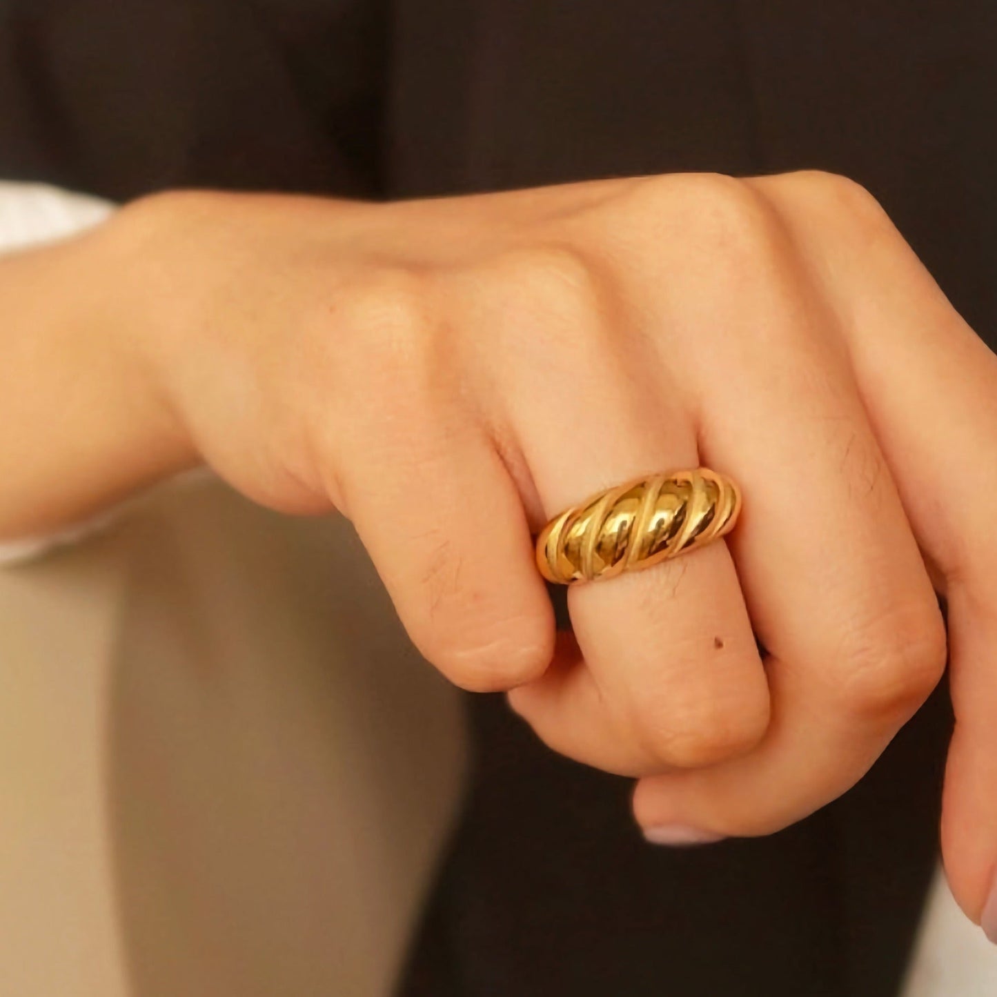 Amaia Gold Croissant Ring