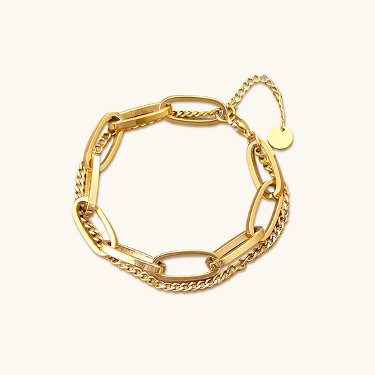 Bracciale Clip Figaro Doppio Oro 18K