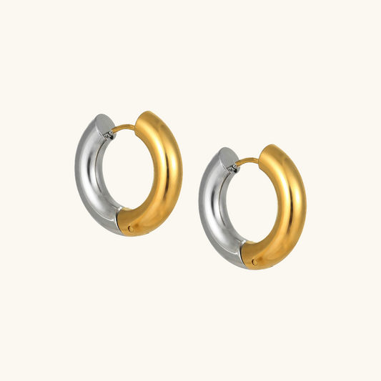 Contrast Hoop Earrings - Gold/Silver