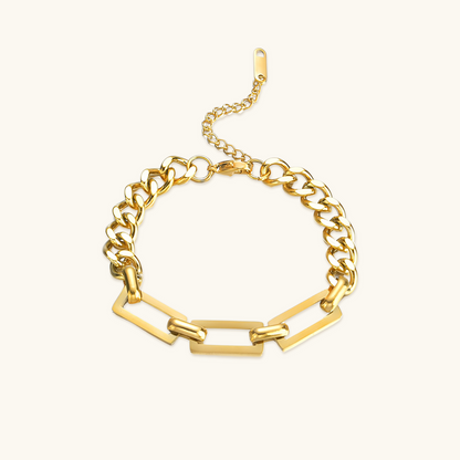 Bracciale cubano con clip a contrasto - Oro 