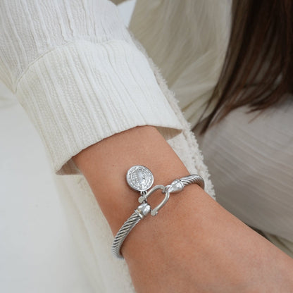 Bracciale con ciondolo moneta - Argento 