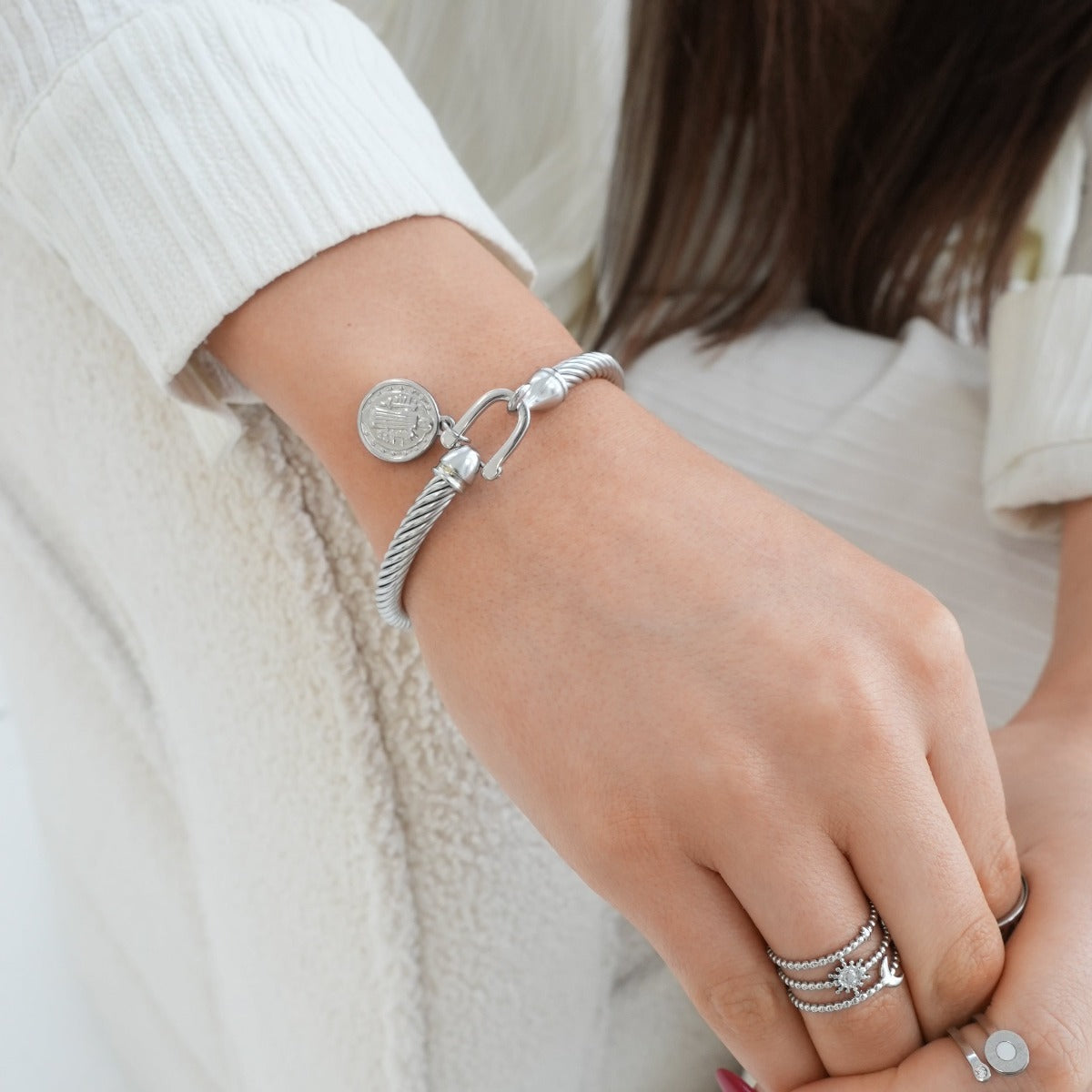 Bracciale con ciondolo moneta - Argento 