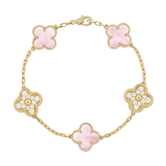 Charm Gem Bracelet | Gold/Pink