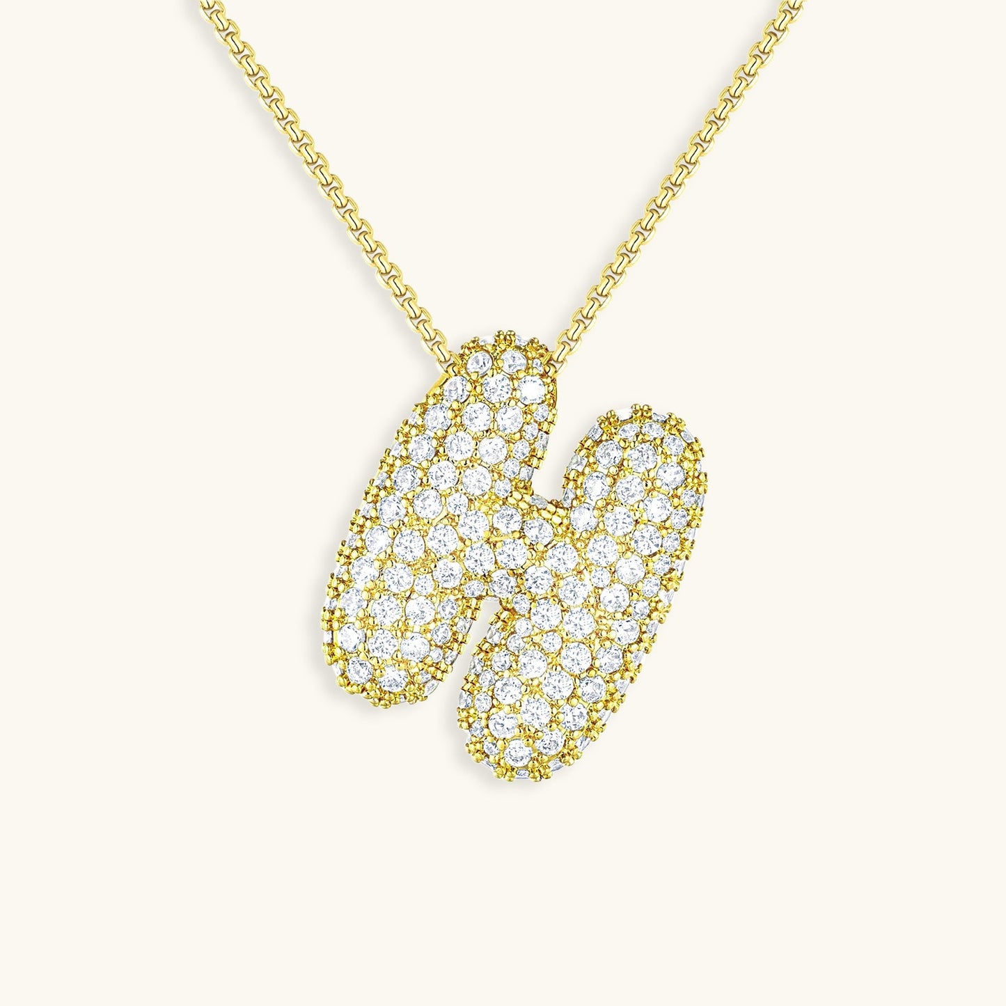 Bubble Initial Diamond Necklace