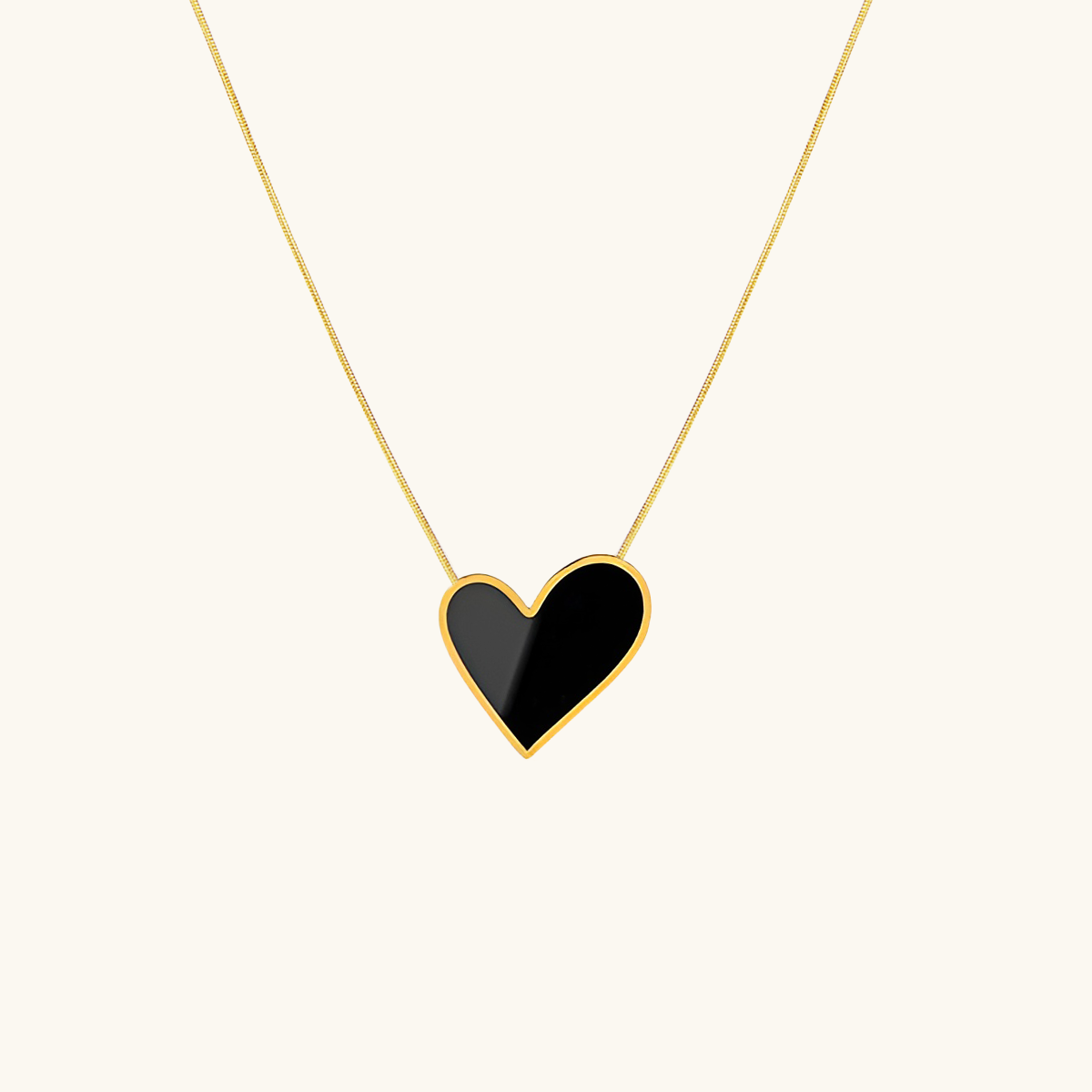 Collana con ciondolo a forma di cuore in marmo - Oro/Nero