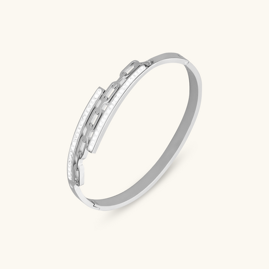 Margot Stone Bangle Bracelet - Silver