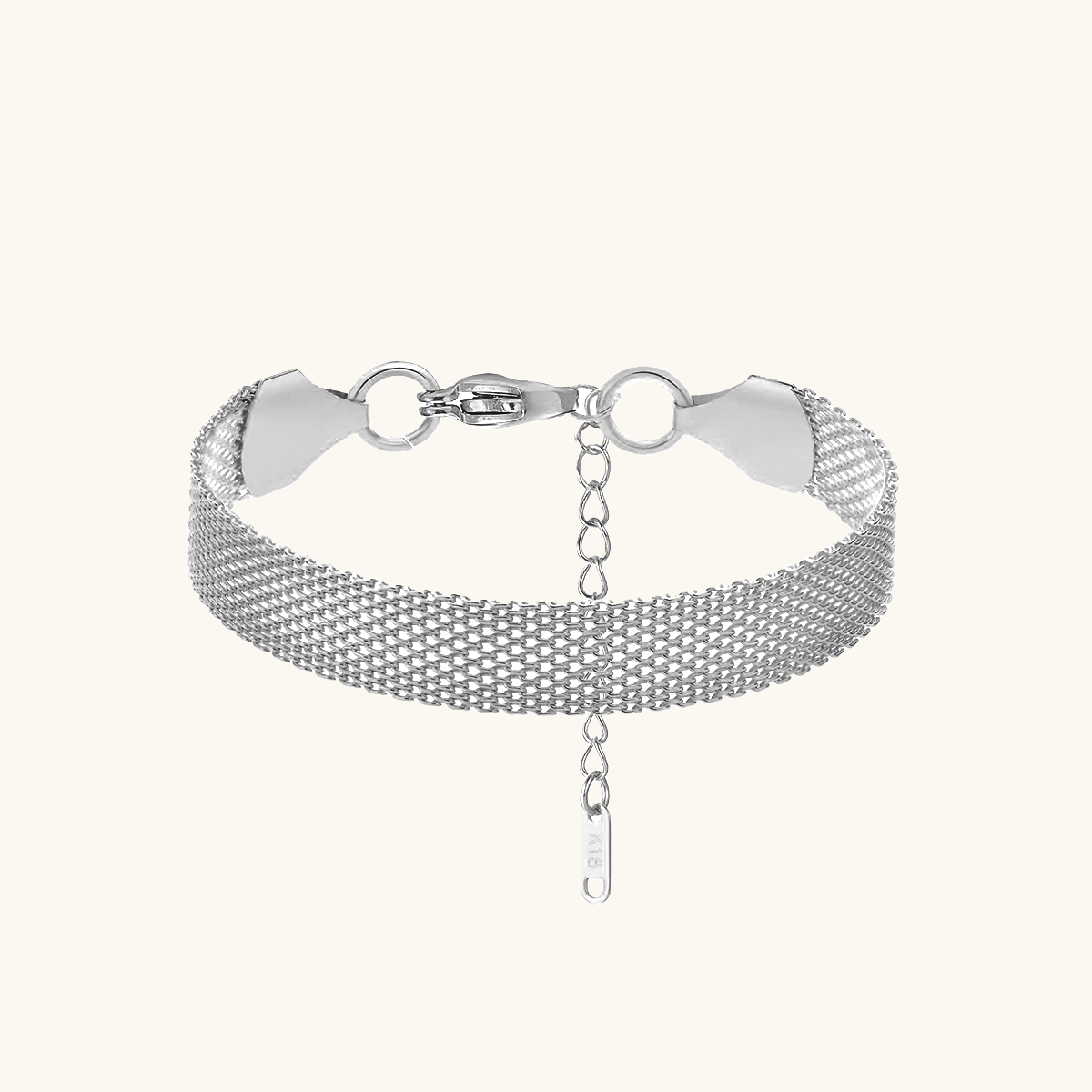 Mesh Loop Lock Bracelet - Silver