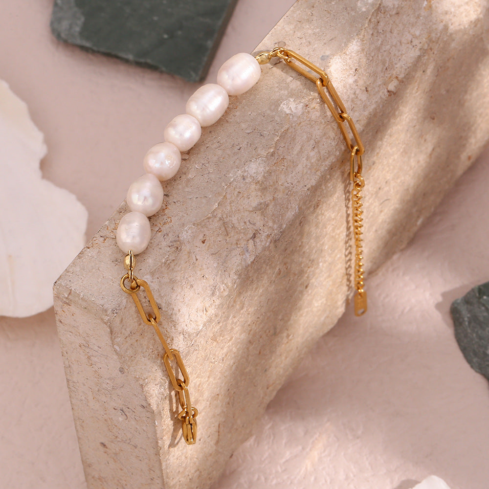 Mary Paperclip Chain Pearl Bracelet