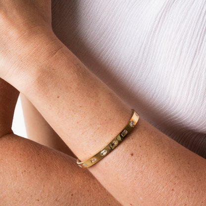 Rectangle Stone Bangle - Gold