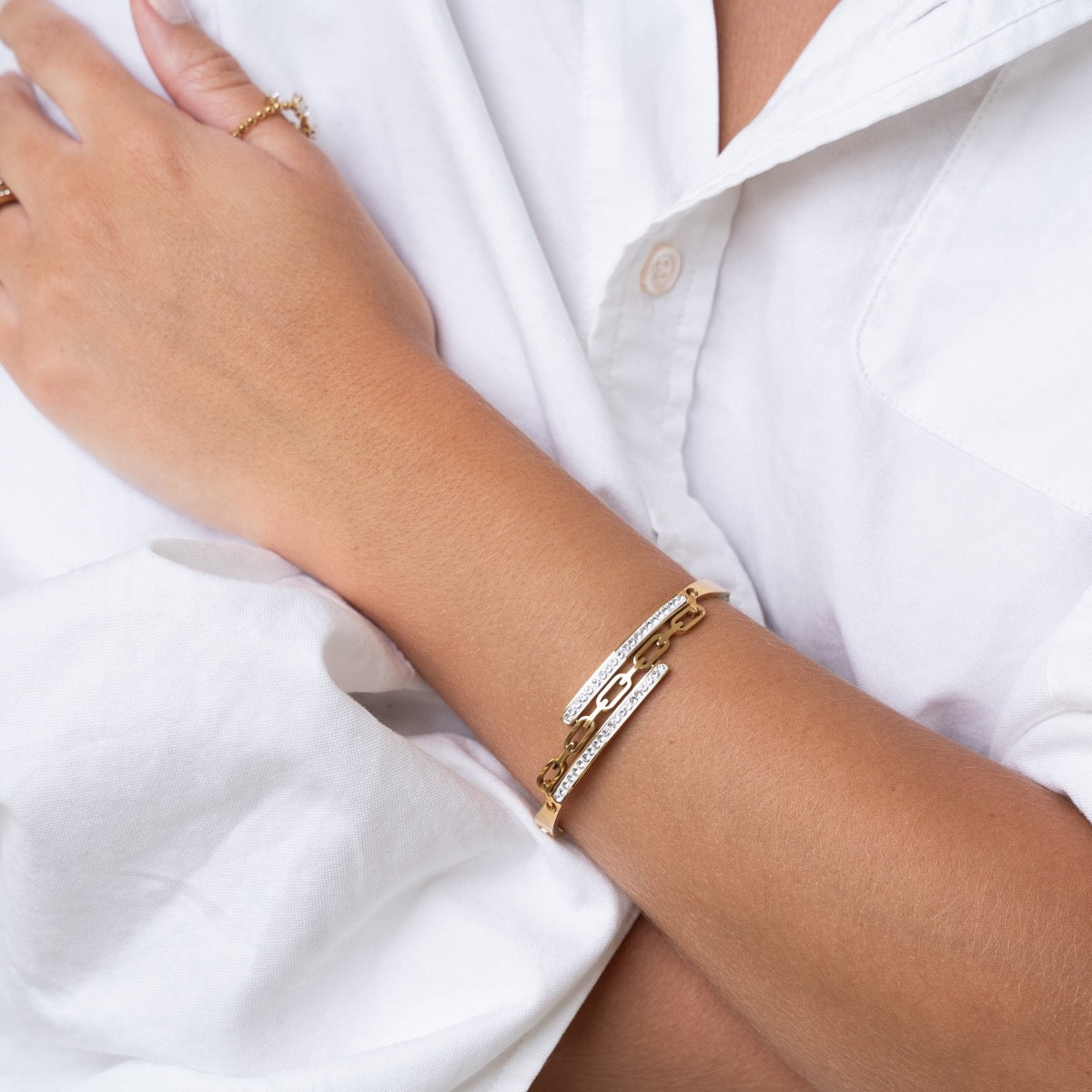 Margot Stone Bangle Bracelet - Gold