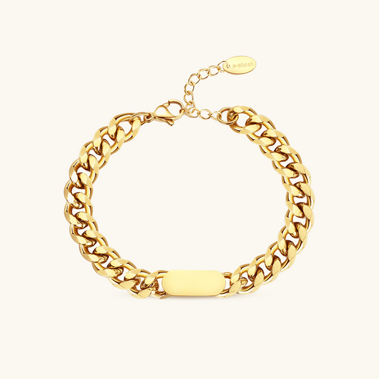 Rectangle Curb Chain Bracelet - 18K Gold Plated