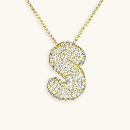 Bubble Initial Diamond Necklace