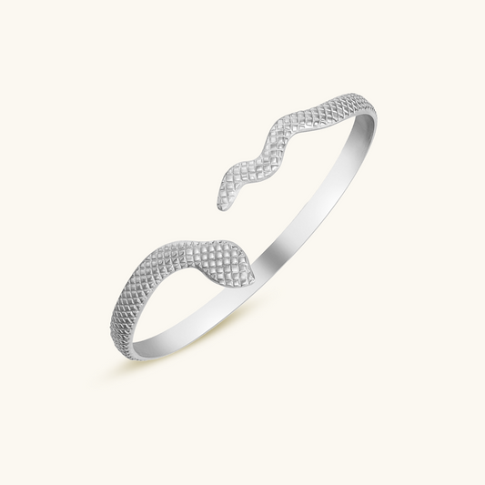 Serpent Bangle Bracelet - Silver