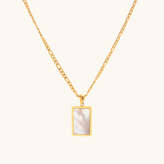 Collana con ciondolo a forma di rettangolo di conchiglia - Oro