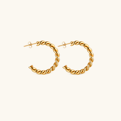 Orecchini a cerchio Sofia Twist Rope placcati oro 18K - Oro