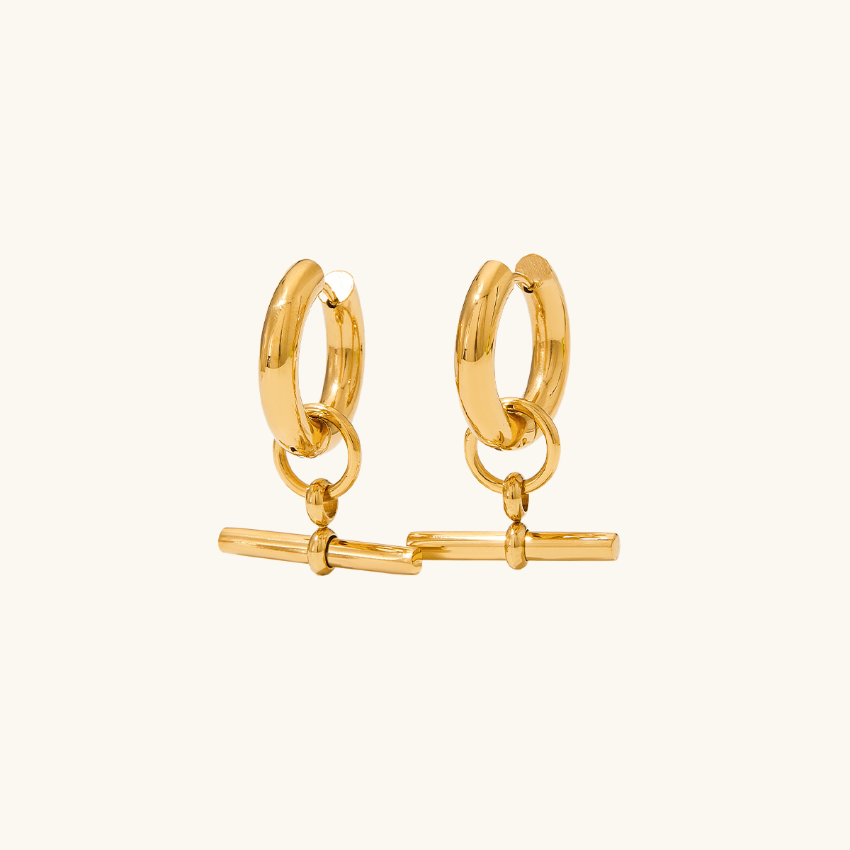 T-Bar Hoop Earrings - Gold