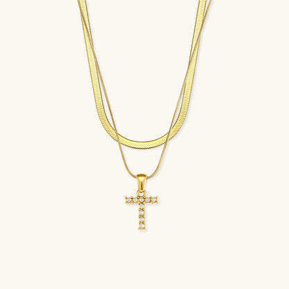 Fiona Layered Gold Initial Letter Necklace