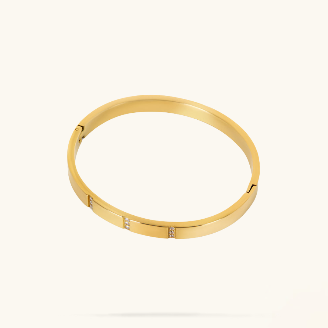 Bracciale rigido in pietra lineare - Oro