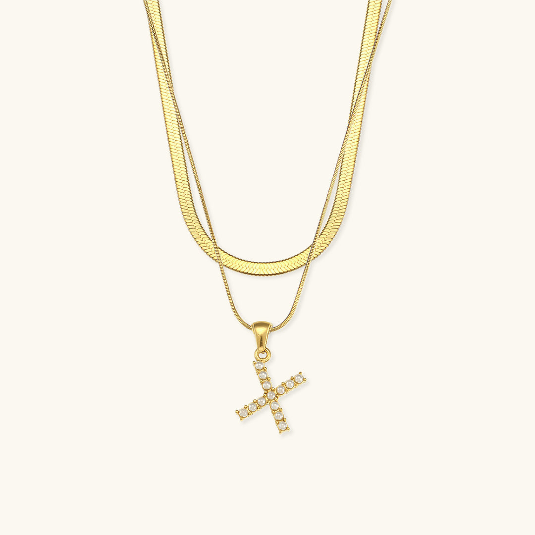 Fiona Layered Gold Initial Letter Necklace