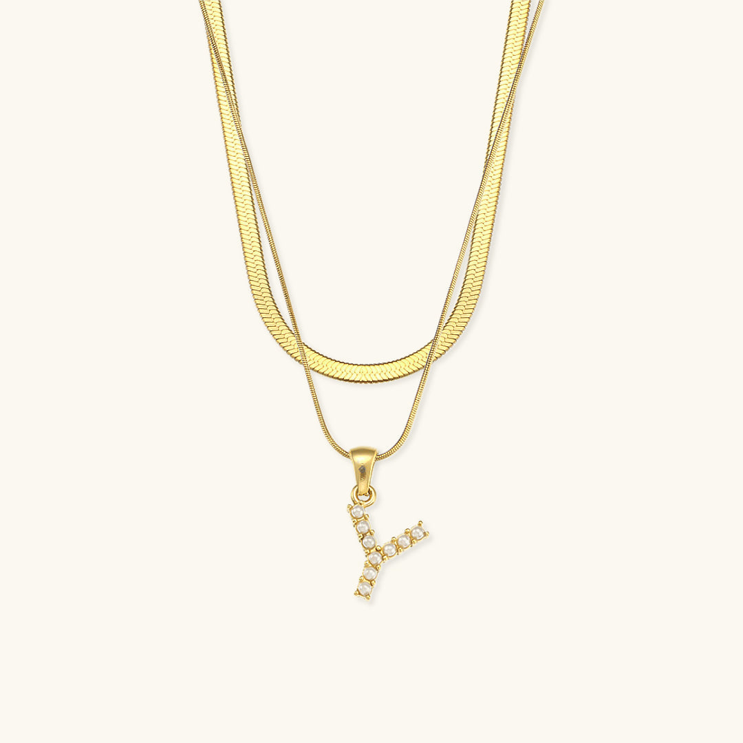 Fiona Layered Gold Initial Letter Necklace